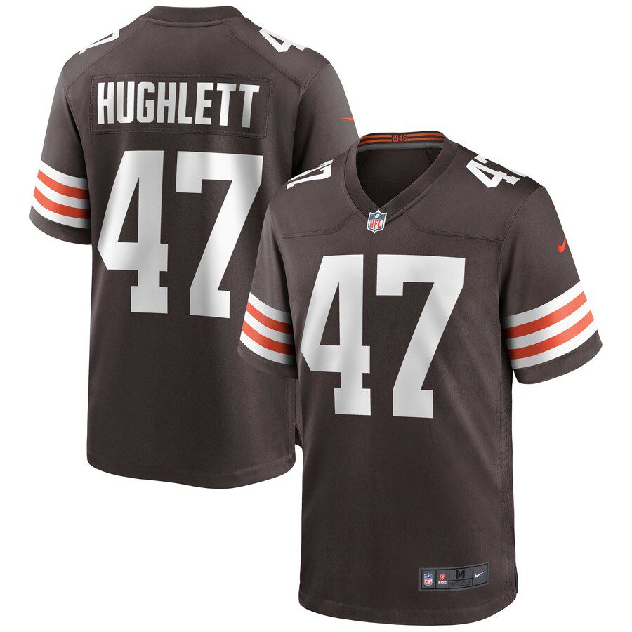 Men Cleveland Browns #47 Charley Hughlett Nike Brown Game NFL Jersey